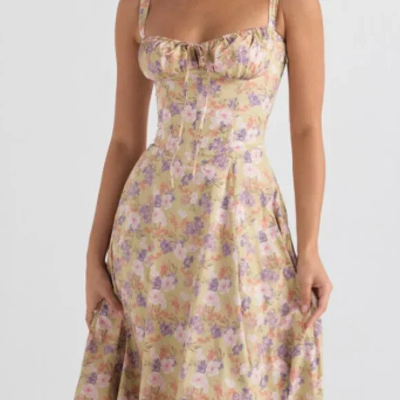 House of CB 'Carmen' Peony Print Bustier Sundress NWOT - Picture 1 of 2